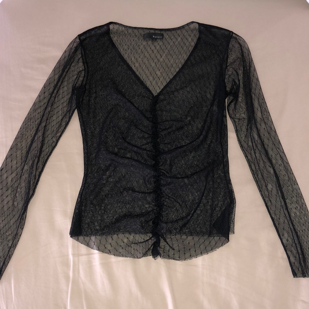 Poleci Long Sleeve Sheer Mesh Top